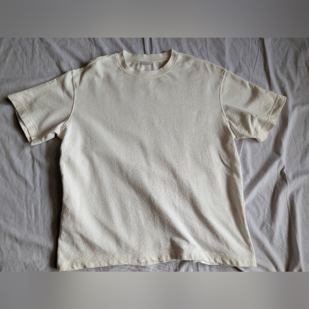 MNG White Textured T Shirt Size Medium
